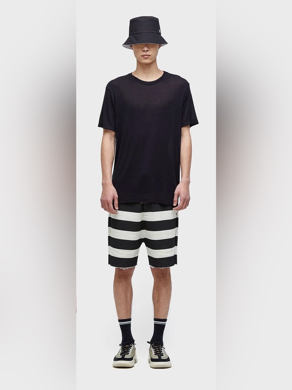 Osclen Striped Black and Cream Athletic Men’s Shorts